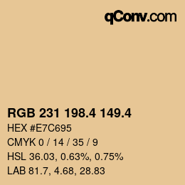 カラーコード: RGB 231 198.4 149.4 | qconv.com