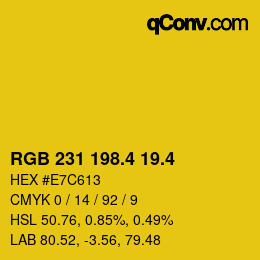 カラーコード: RGB 231 198.4 19.4 | qconv.com