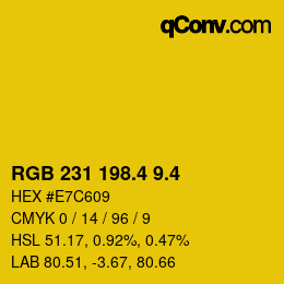 カラーコード: RGB 231 198.4 9.4 | qconv.com