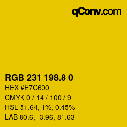 カラーコード: RGB 231 198.8 0 | qconv.com