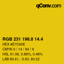 カラーコード: RGB 231 198.8 14.4 | qconv.com