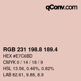 カラーコード: RGB 231 198.8 189.4 | qconv.com