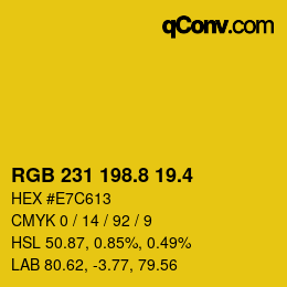カラーコード: RGB 231 198.8 19.4 | qconv.com