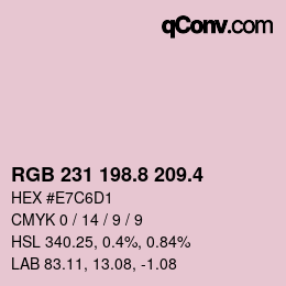 カラーコード: RGB 231 198.8 209.4 | qconv.com