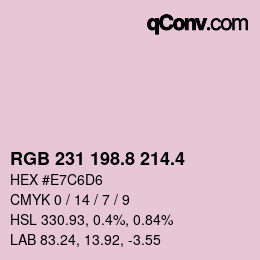 カラーコード: RGB 231 198.8 214.4 | qconv.com