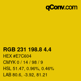 カラーコード: RGB 231 198.8 4.4 | qconv.com