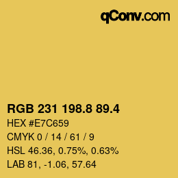 カラーコード: RGB 231 198.8 89.4 | qconv.com