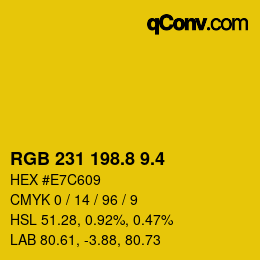カラーコード: RGB 231 198.8 9.4 | qconv.com