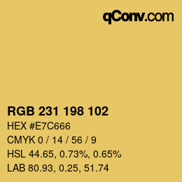Color code: RGB 231 198 102 | qconv.com