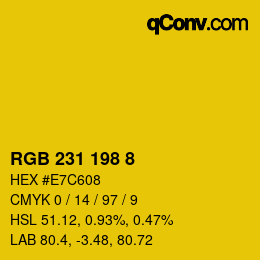 Color code: RGB 231 198 8 | qconv.com