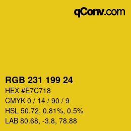 颜色代码: RGB 231 199 24 | qconv.com
