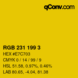 カラーコード: RGB 231 199 3 | qconv.com