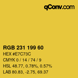 颜色代码: RGB 231 199 60 | qconv.com