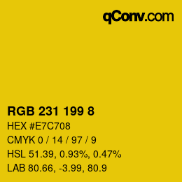 Color code: RGB 231 199 8 | qconv.com