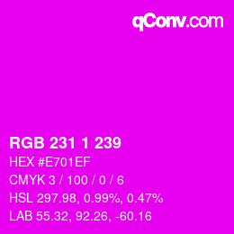 カラーコード: RGB 231 1 239 | qconv.com