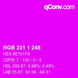 カラーコード: RGB 231 1 248 | qconv.com