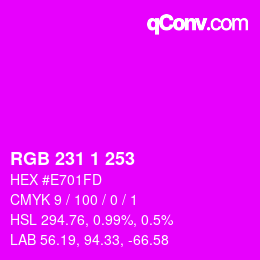 カラーコード: RGB 231 1 253 | qconv.com