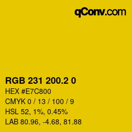 カラーコード: RGB 231 200.2 0 | qconv.com