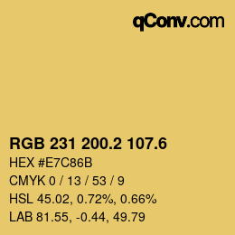 カラーコード: RGB 231 200.2 107.6 | qconv.com