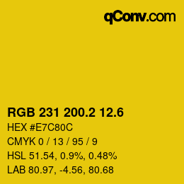 カラーコード: RGB 231 200.2 12.6 | qconv.com