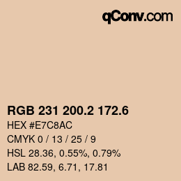 カラーコード: RGB 231 200.2 172.6 | qconv.com