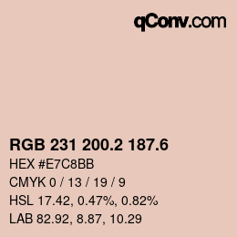 カラーコード: RGB 231 200.2 187.6 | qconv.com