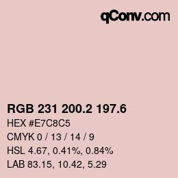 カラーコード: RGB 231 200.2 197.6 | qconv.com