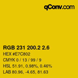 カラーコード: RGB 231 200.2 2.6 | qconv.com
