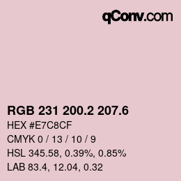 カラーコード: RGB 231 200.2 207.6 | qconv.com