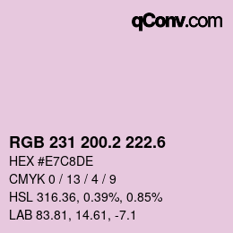 カラーコード: RGB 231 200.2 222.6 | qconv.com