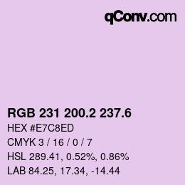 カラーコード: RGB 231 200.2 237.6 | qconv.com