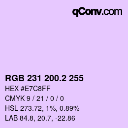 カラーコード: RGB 231 200.2 255 | qconv.com