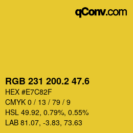 カラーコード: RGB 231 200.2 47.6 | qconv.com