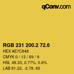 カラーコード: RGB 231 200.2 72.6 | qconv.com