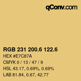 カラーコード: RGB 231 200.6 122.6 | qconv.com