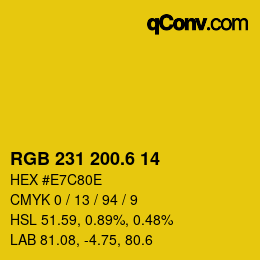 カラーコード: RGB 231 200.6 14 | qconv.com