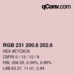 カラーコード: RGB 231 200.6 202.6 | qconv.com