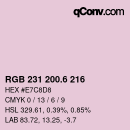 カラーコード: RGB 231 200.6 216 | qconv.com