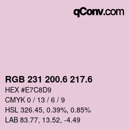 カラーコード: RGB 231 200.6 217.6 | qconv.com