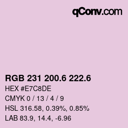 カラーコード: RGB 231 200.6 222.6 | qconv.com