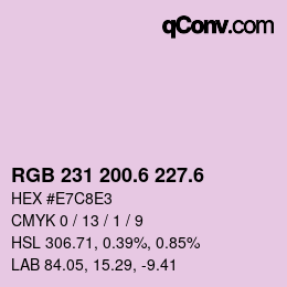 カラーコード: RGB 231 200.6 227.6 | qconv.com