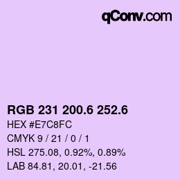 カラーコード: RGB 231 200.6 252.6 | qconv.com
