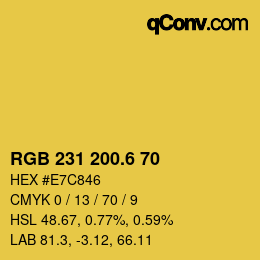 カラーコード: RGB 231 200.6 70 | qconv.com