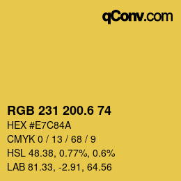 カラーコード: RGB 231 200.6 74 | qconv.com