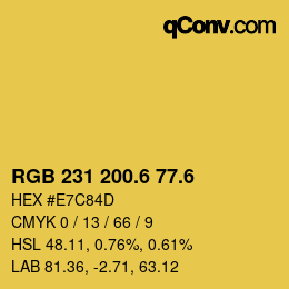 カラーコード: RGB 231 200.6 77.6 | qconv.com