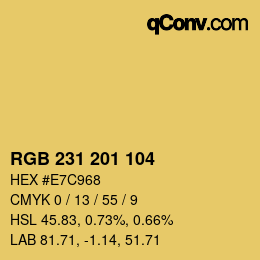 Color code: RGB 231 201 104 | qconv.com