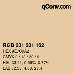 Color code: RGB 231 201 162 | qconv.com