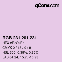 Color code: RGB 231 201 231 | qconv.com