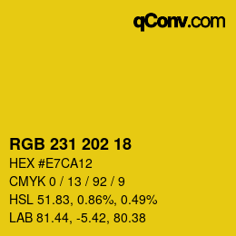 Color code: RGB 231 202 18 | qconv.com
