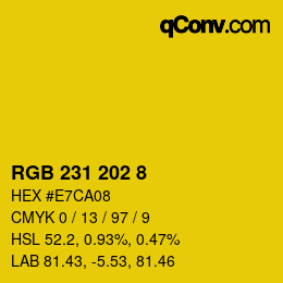 Color code: RGB 231 202 8 | qconv.com